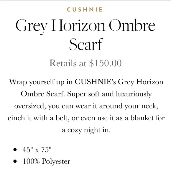 NWT Cushnie Grey Horizon Ombré Scarf - Picture 5 of 5